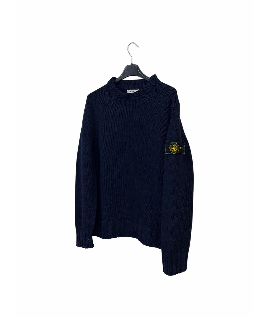 STONE ISLAND Темно-синий шерстяной джемпер / свитер, фото 2