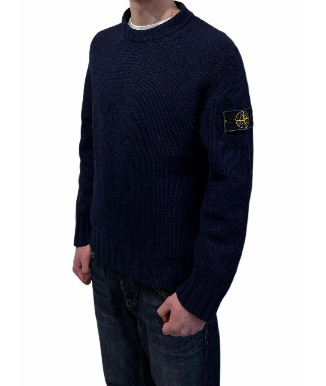 STONE ISLAND Темно-синий шерстяной джемпер / свитер, фото 7