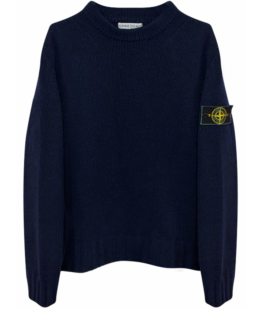STONE ISLAND Темно-синий шерстяной джемпер / свитер, фото 1