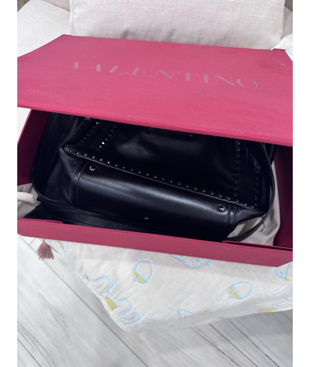 VALENTINO Черная кожаная сумка тоут, фото 9