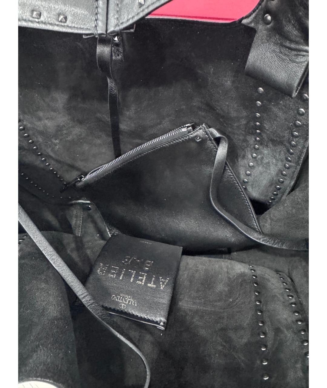 VALENTINO Черная кожаная сумка тоут, фото 3
