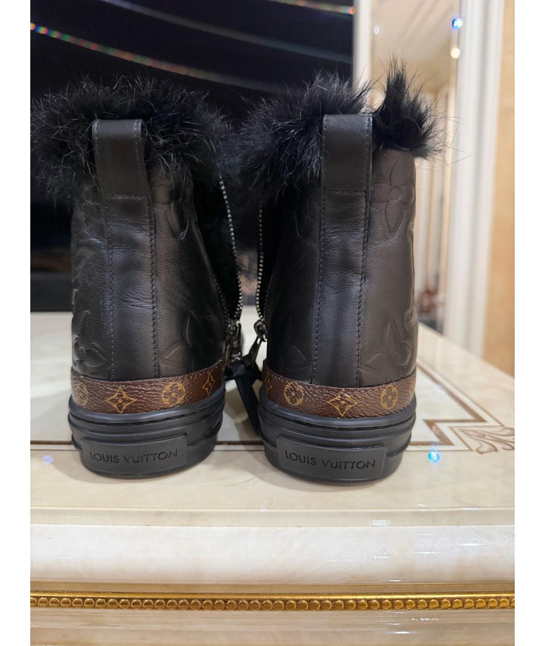 LOUIS VUITTON Черные кожаные кеды, фото 4