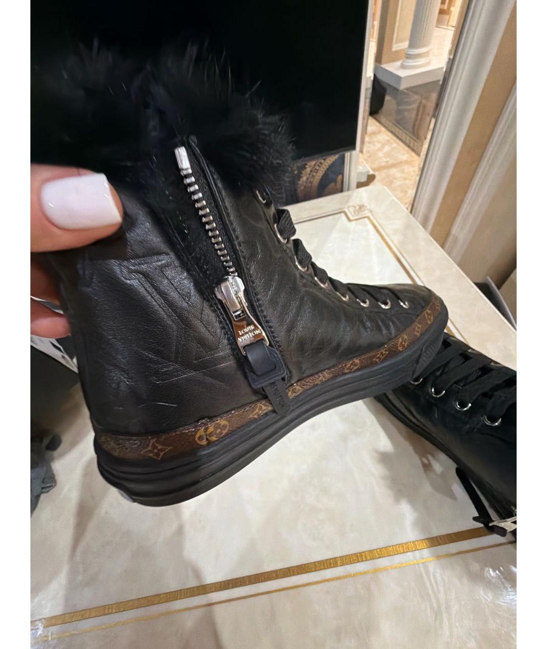 LOUIS VUITTON Черные кожаные кеды, фото 5