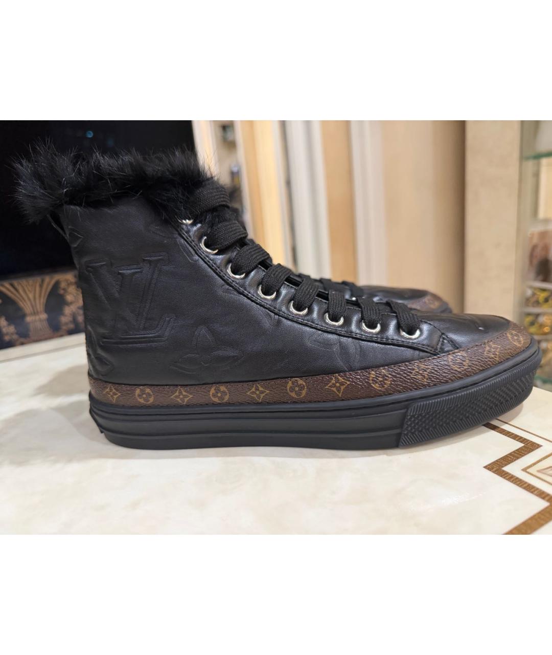 LOUIS VUITTON Черные кожаные кеды, фото 6