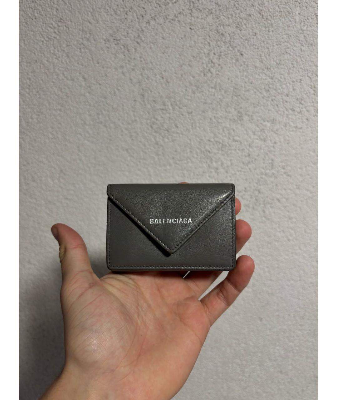 BALENCIAGA Серый кожаный кошелек, фото 6