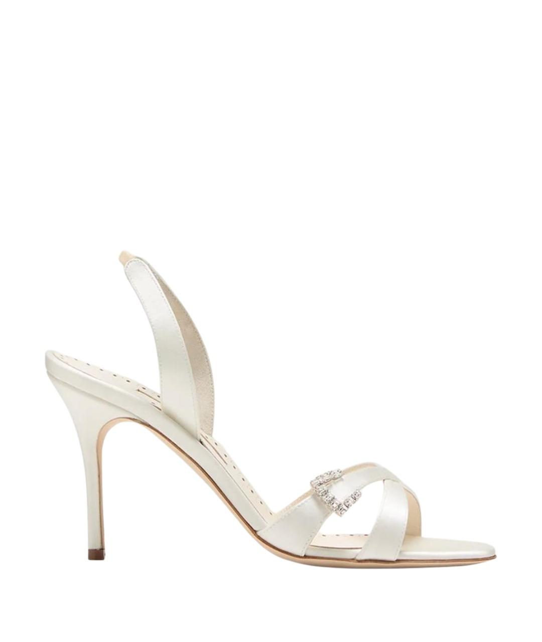 MANOLO BLAHNIK Белые текстильные босоножки, фото 1
