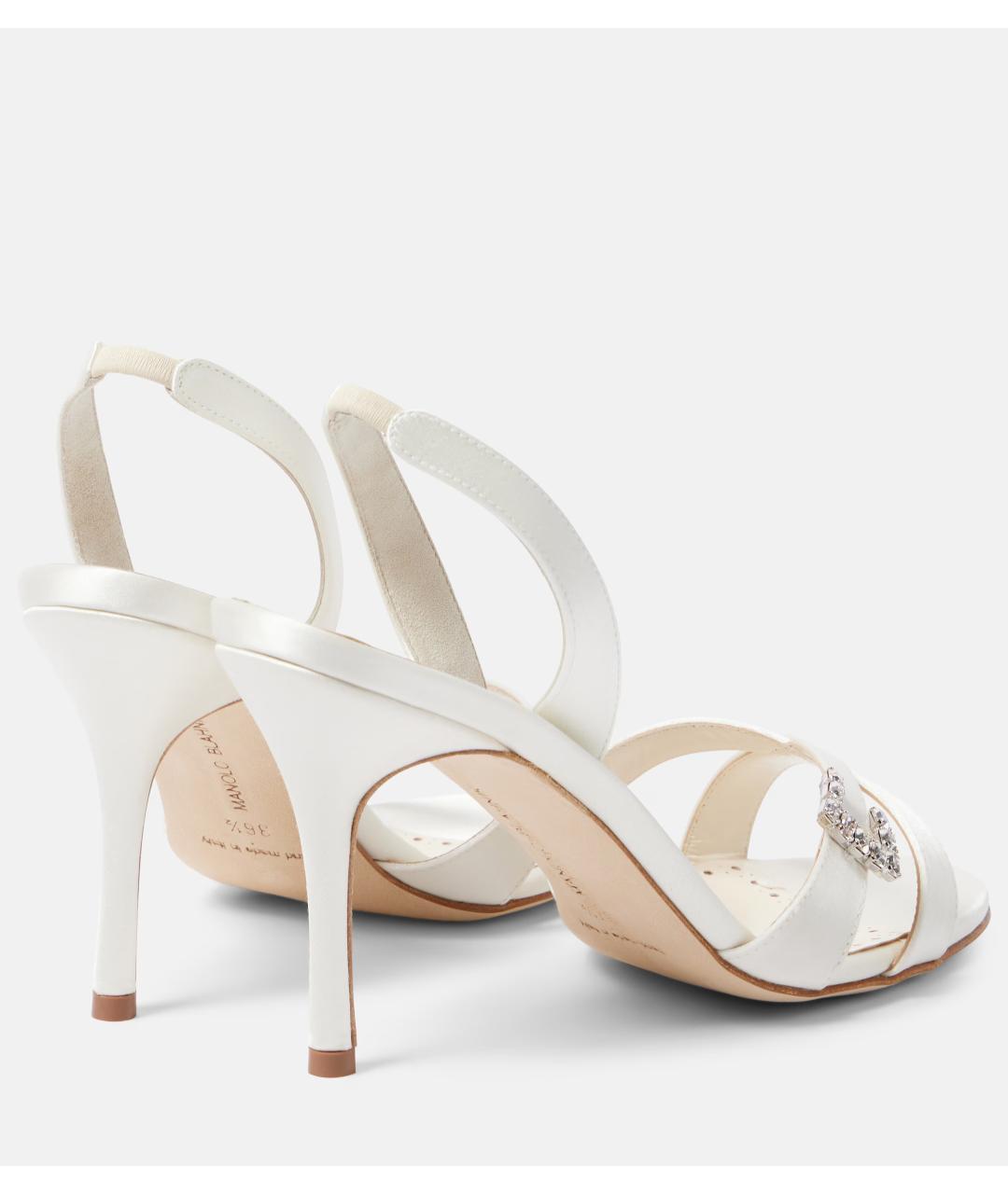 MANOLO BLAHNIK Белые текстильные босоножки, фото 7