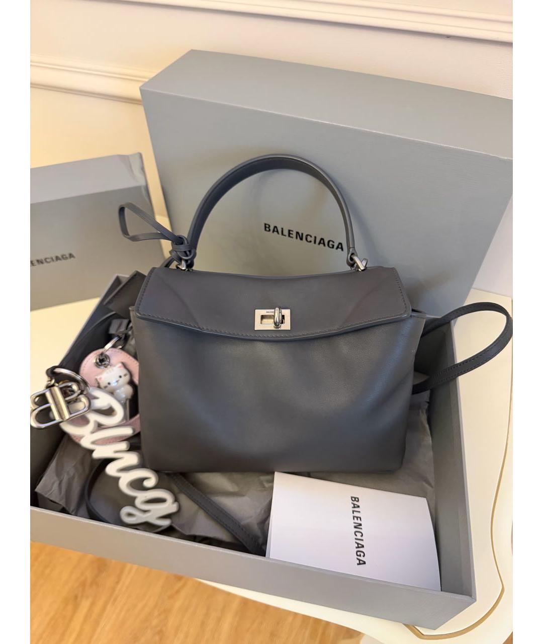 BALENCIAGA Серая кожаная сумка через плечо, фото 2