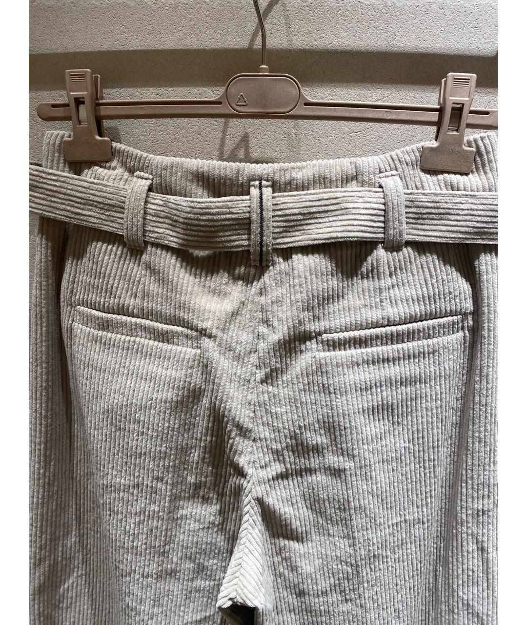 BRUNELLO CUCINELLI Бежевые хлопковые брюки широкие, фото 5