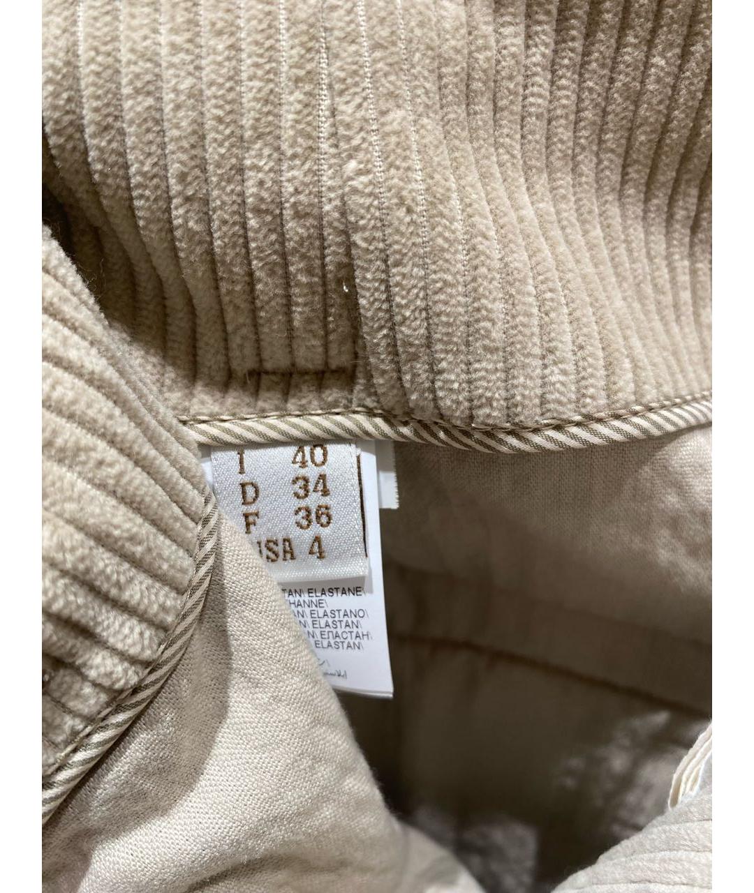 BRUNELLO CUCINELLI Бежевые хлопковые брюки широкие, фото 6
