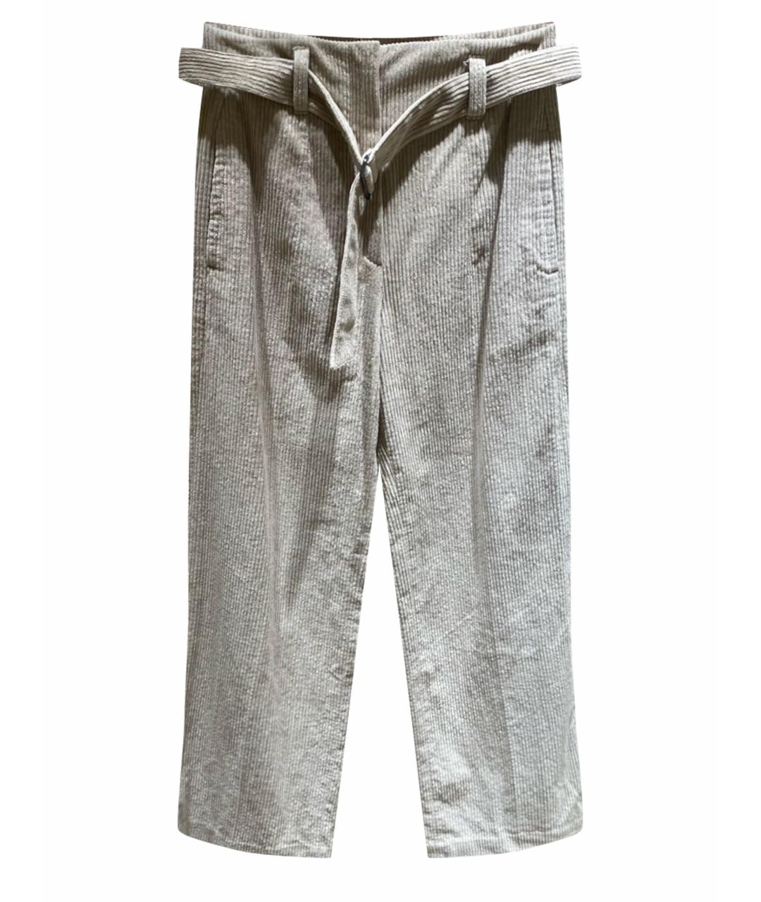 BRUNELLO CUCINELLI Бежевые хлопковые брюки широкие, фото 1