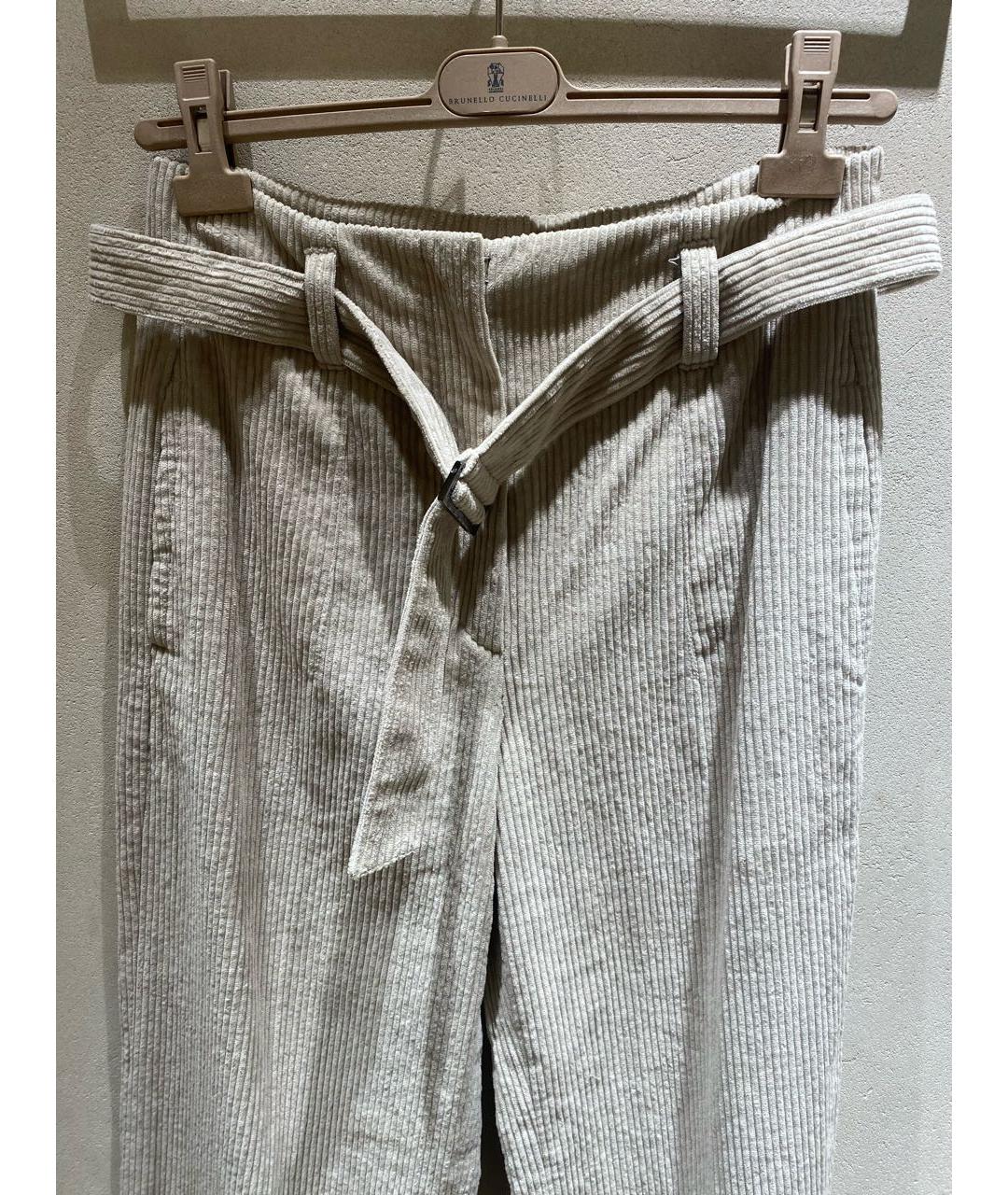 BRUNELLO CUCINELLI Бежевые хлопковые брюки широкие, фото 3