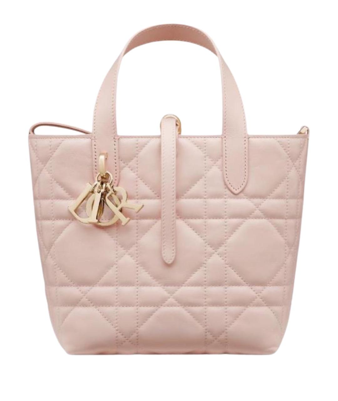 CHRISTIAN DIOR Розовая кожаная сумка с короткими ручками, фото 1