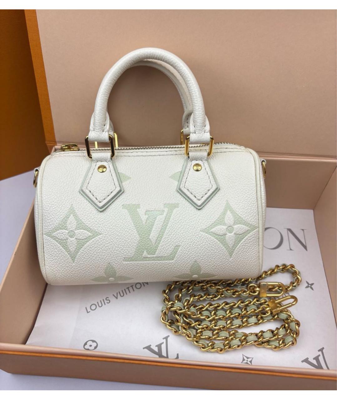LOUIS VUITTON Бежевая кожаная сумка с короткими ручками, фото 6