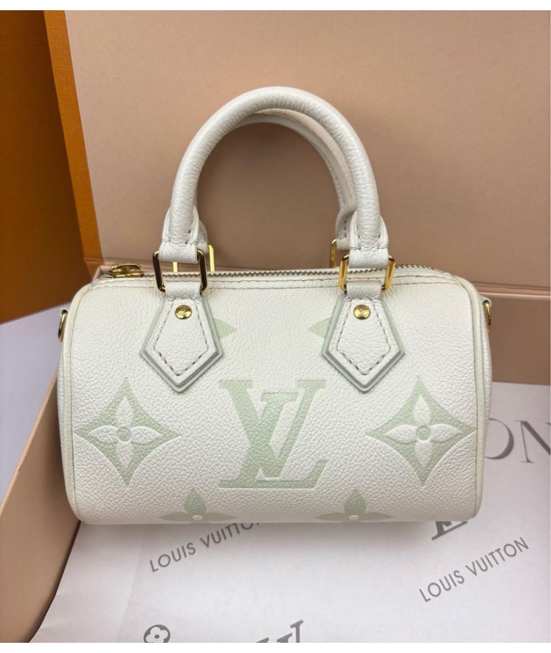 LOUIS VUITTON Бежевая кожаная сумка с короткими ручками, фото 3