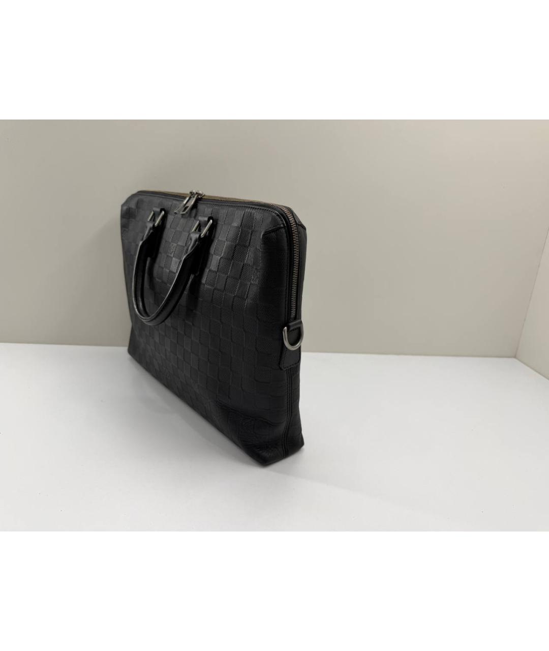 LOUIS VUITTON Черный кожаный портфель, фото 8