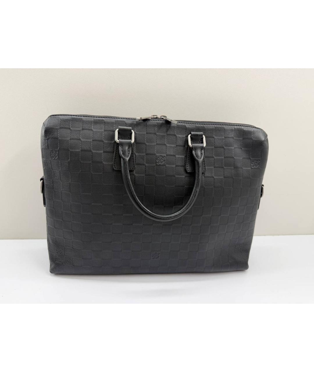 LOUIS VUITTON Черный кожаный портфель, фото 2