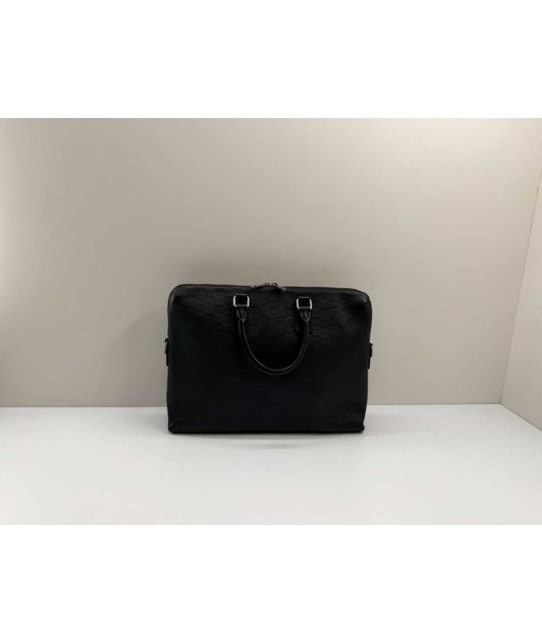 LOUIS VUITTON Черный кожаный портфель, фото 10