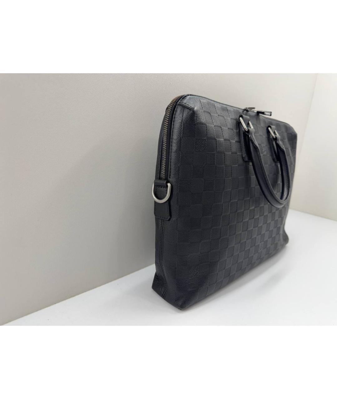 LOUIS VUITTON Черный кожаный портфель, фото 3