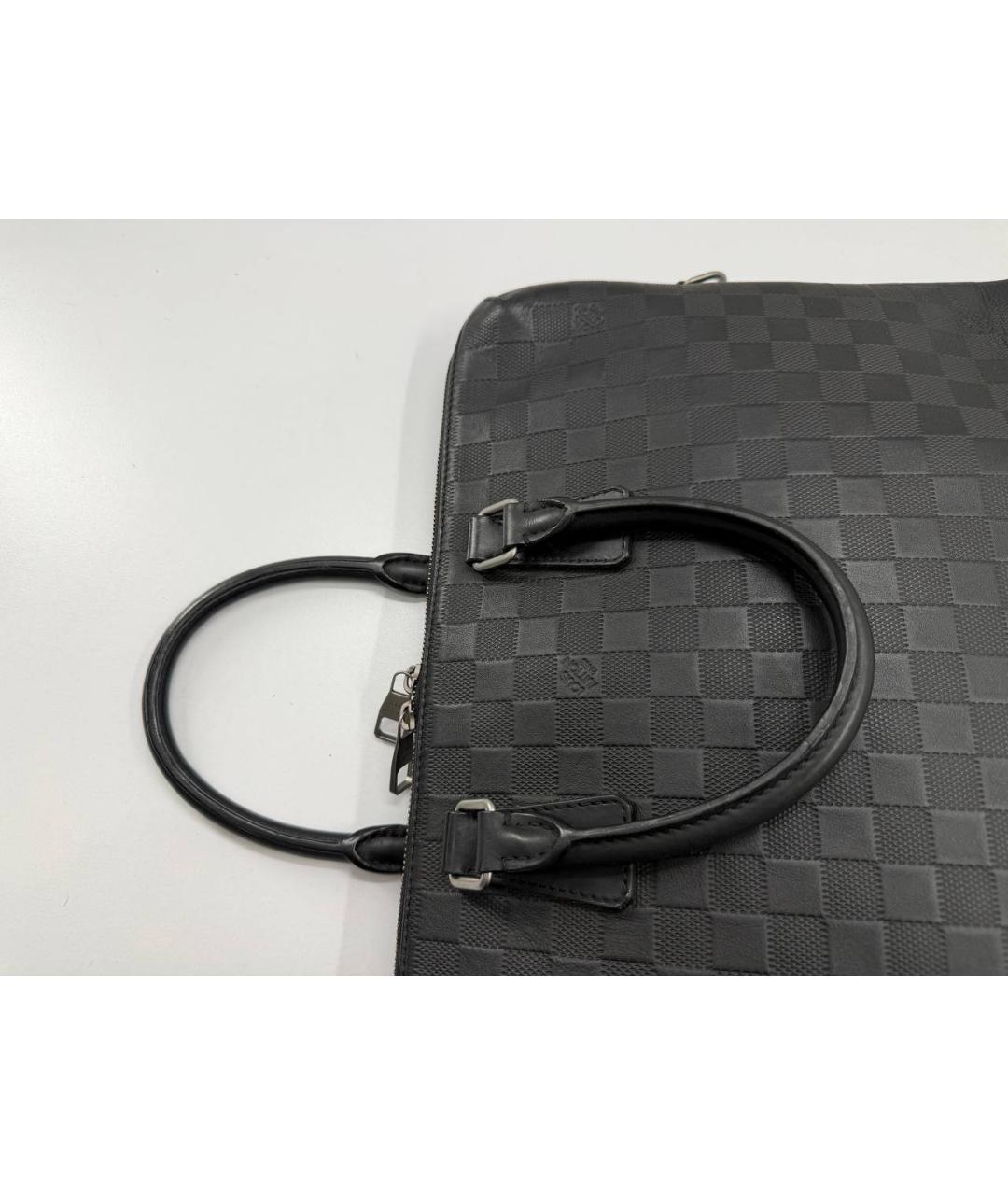 LOUIS VUITTON Черный кожаный портфель, фото 9