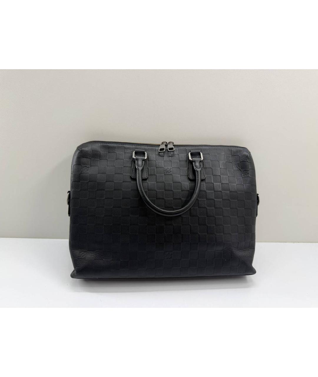 LOUIS VUITTON Черный кожаный портфель, фото 6