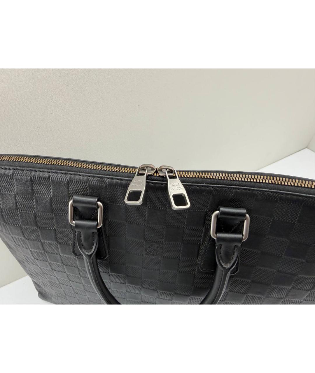 LOUIS VUITTON Черный кожаный портфель, фото 5