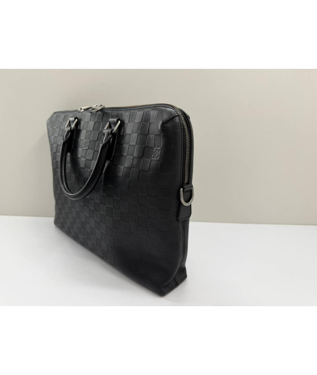 LOUIS VUITTON Черный кожаный портфель, фото 4