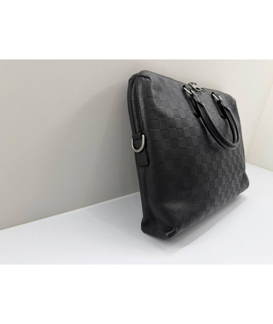 LOUIS VUITTON Черный кожаный портфель, фото 7