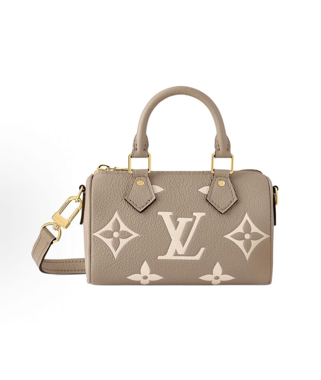 LOUIS VUITTON Бежевая кожаная сумка с короткими ручками, фото 6