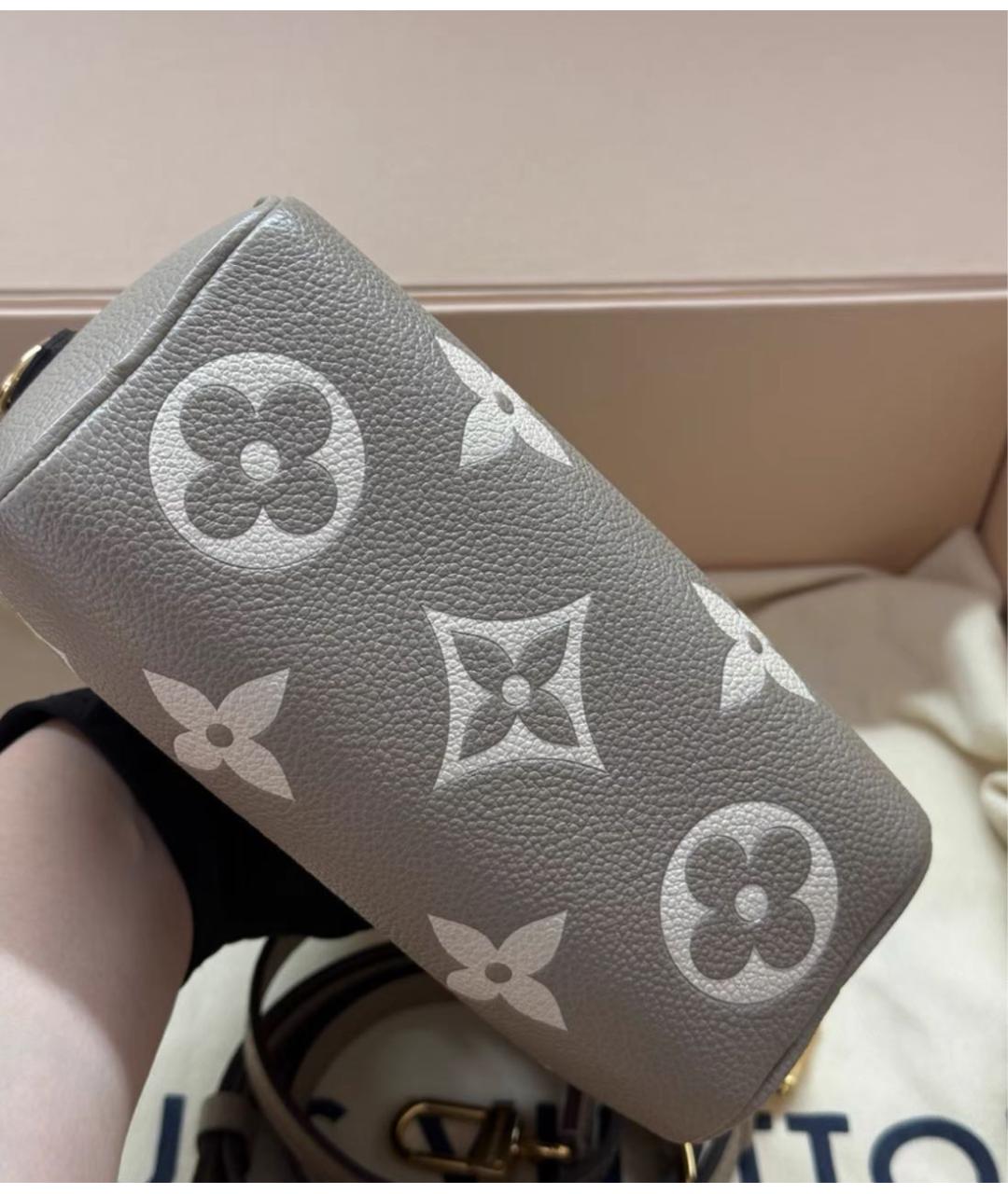 LOUIS VUITTON Бежевая кожаная сумка с короткими ручками, фото 5