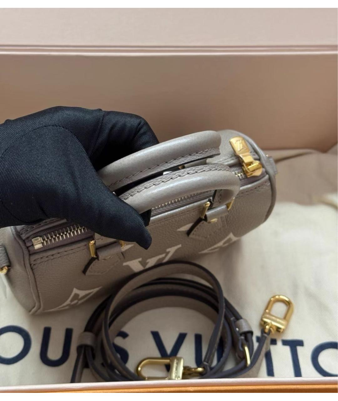 LOUIS VUITTON Бежевая кожаная сумка с короткими ручками, фото 3