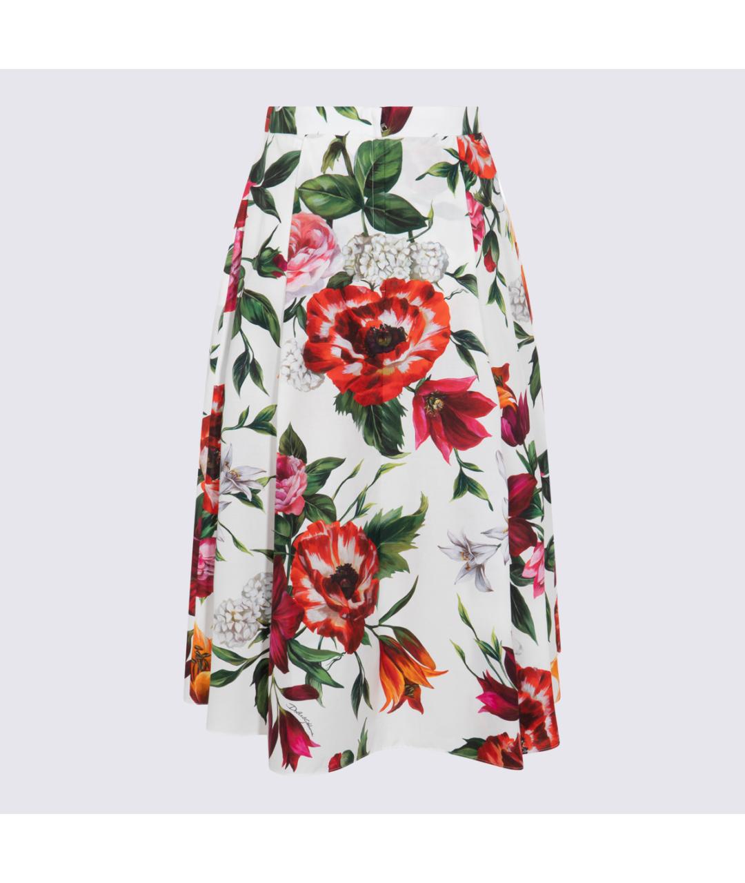 DOLCE&GABBANA Белая хлопковая юбка миди, фото 2