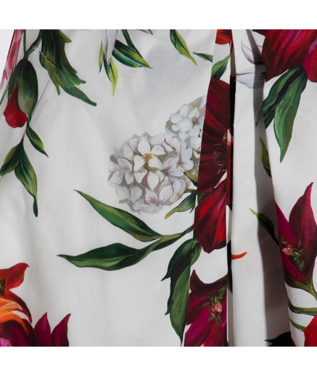 DOLCE&GABBANA Белая хлопковая юбка миди, фото 3