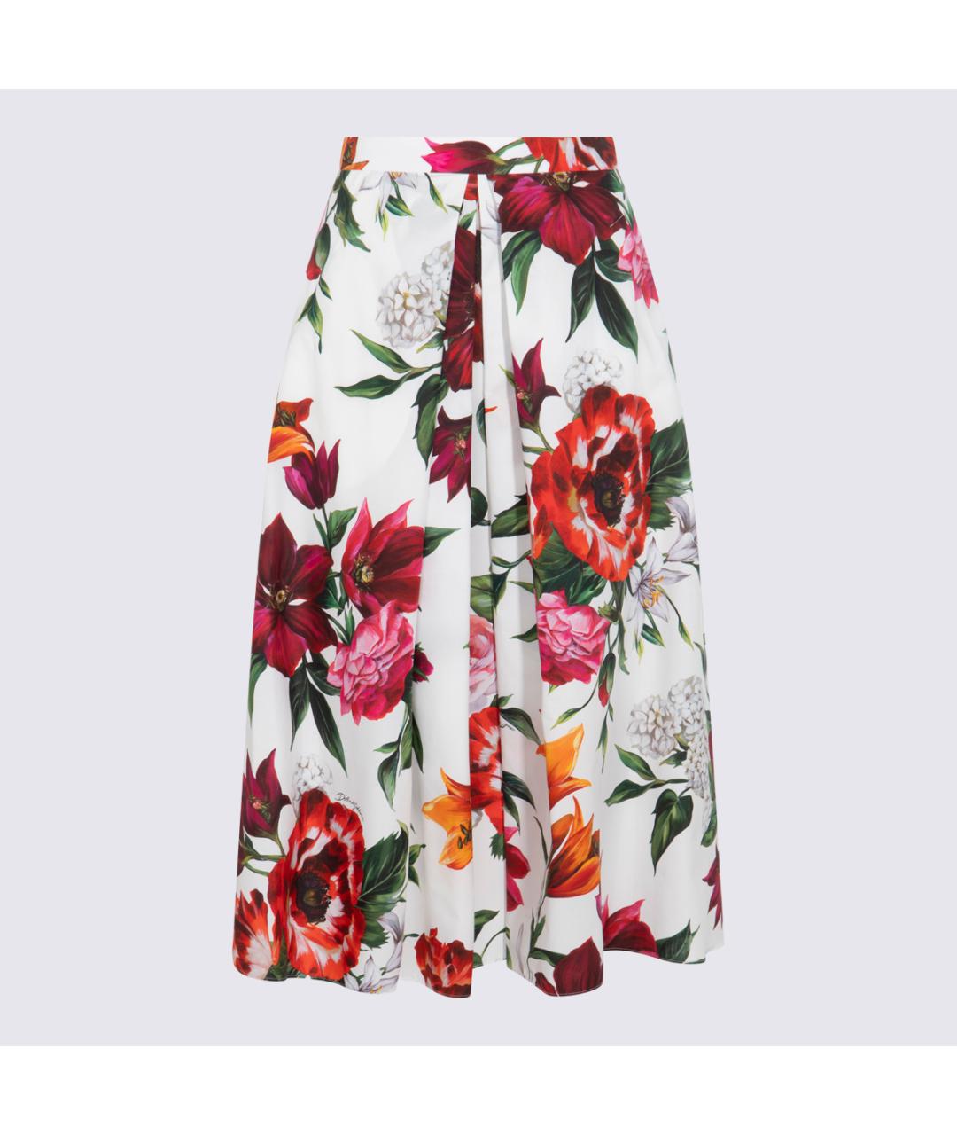 DOLCE&GABBANA Белая хлопковая юбка миди, фото 4