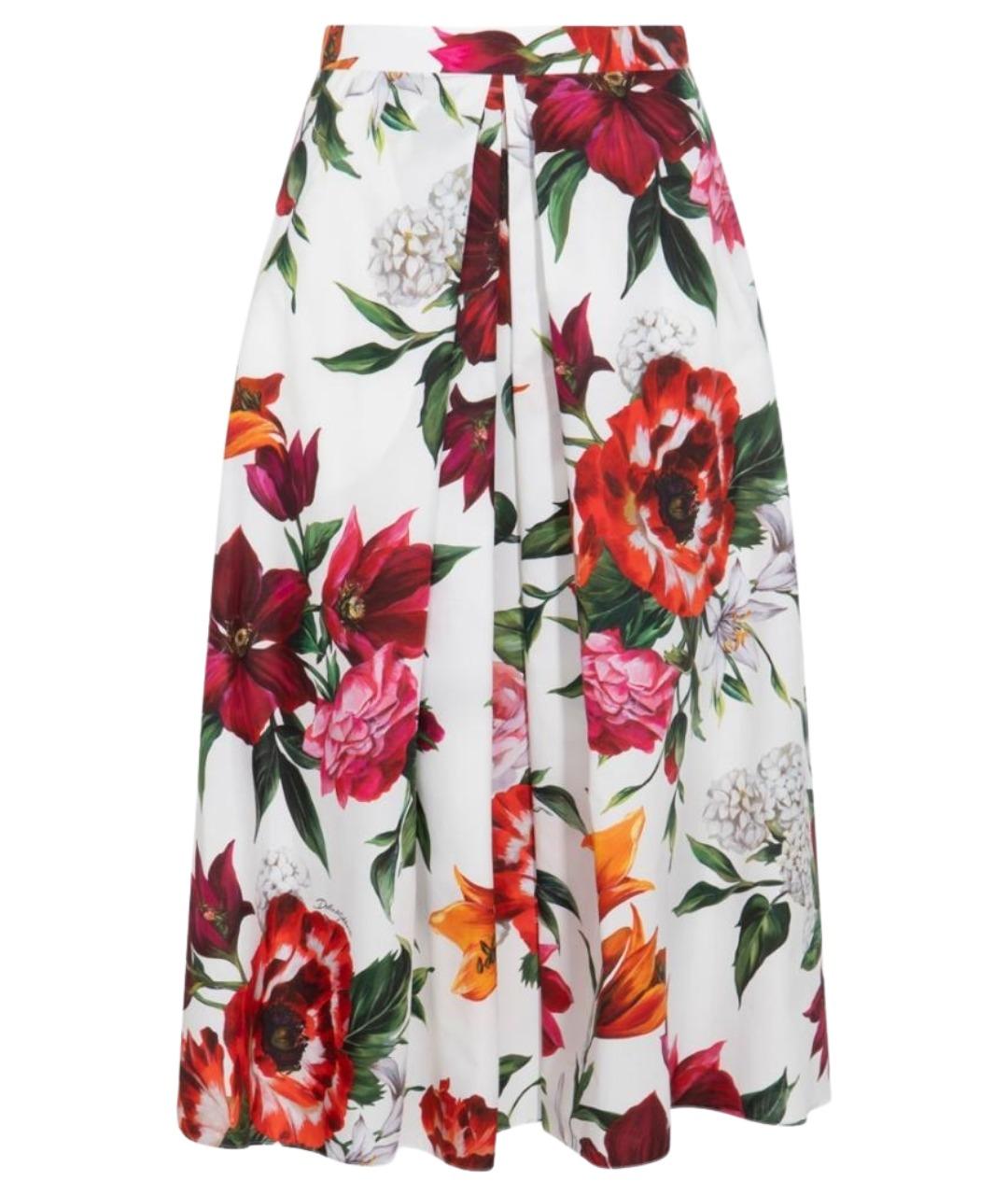 DOLCE&GABBANA Белая хлопковая юбка миди, фото 1