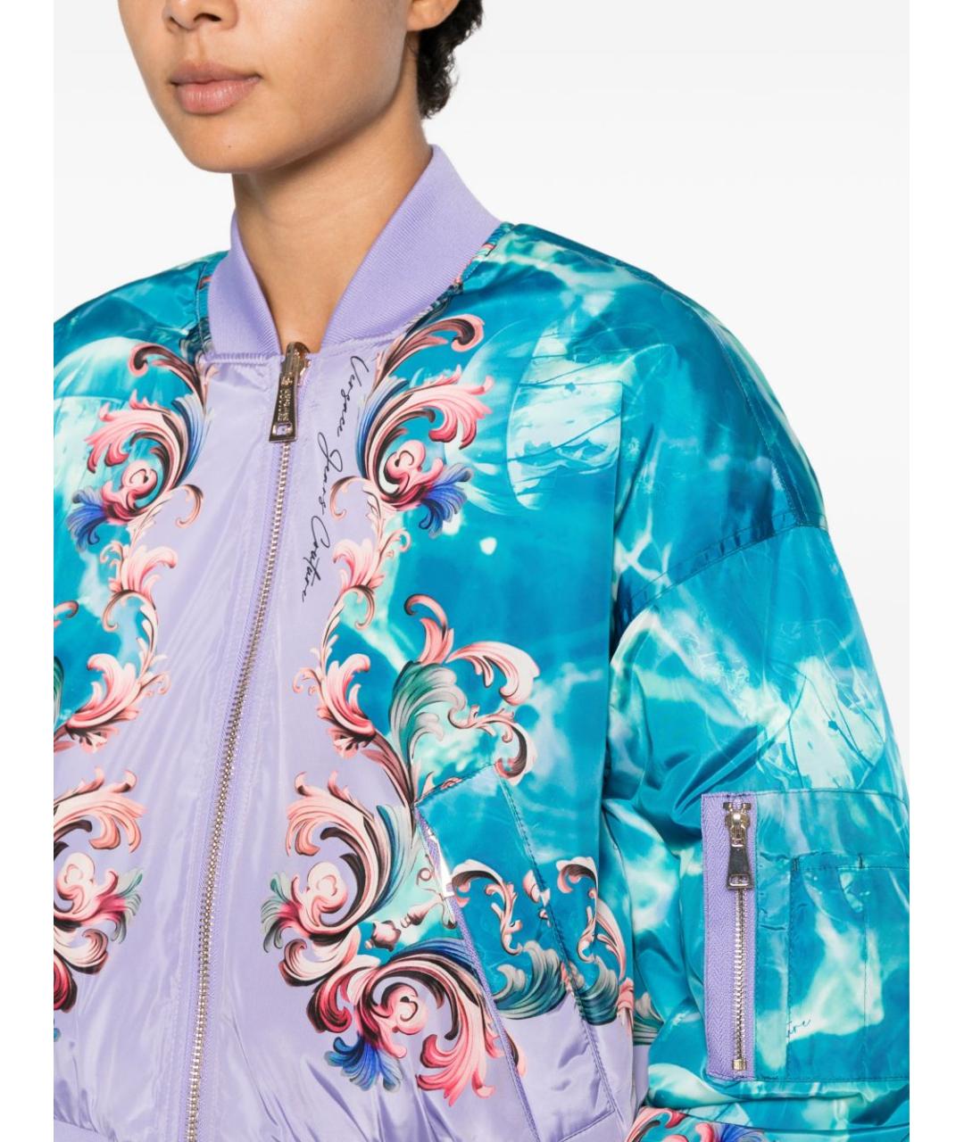 VERSACE JEANS COUTURE Синяя полиэстеровая куртка, фото 2