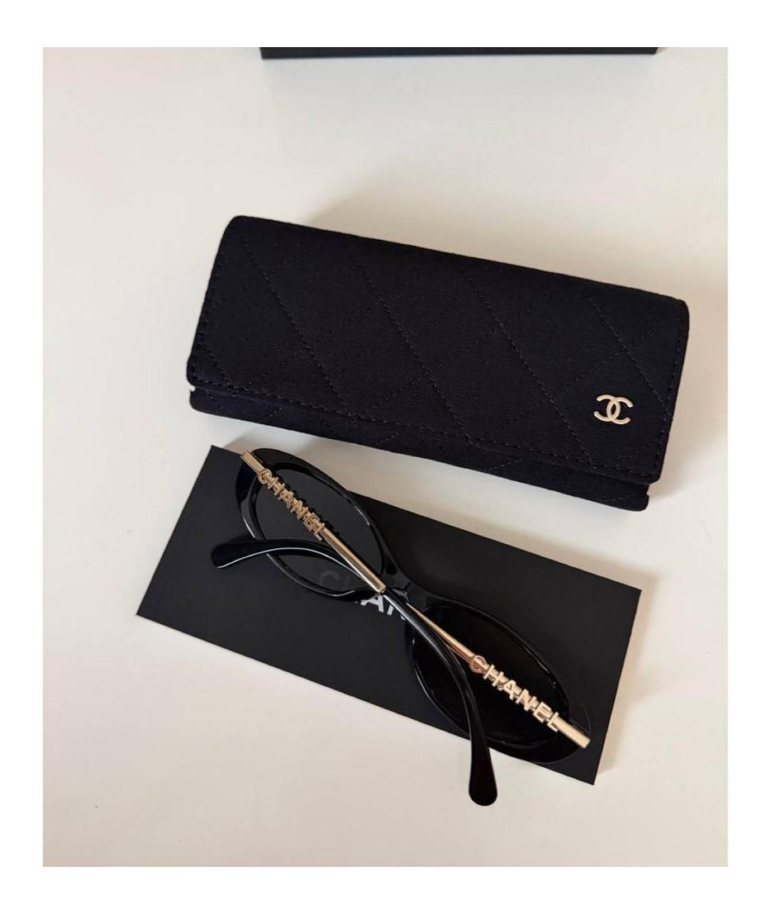 CHANEL Черные пластиковые солнцезащитные очки, фото 3
