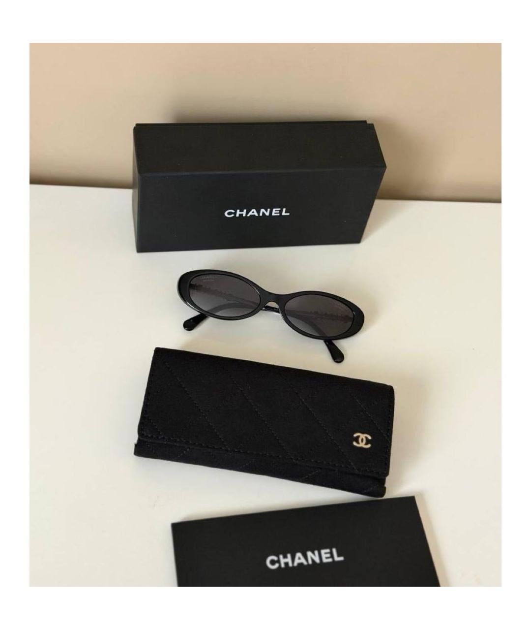 CHANEL Черные пластиковые солнцезащитные очки, фото 2