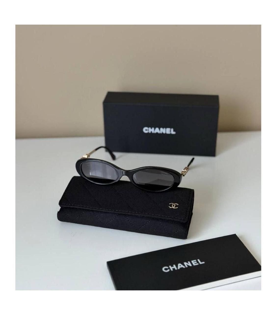CHANEL Черные пластиковые солнцезащитные очки, фото 4