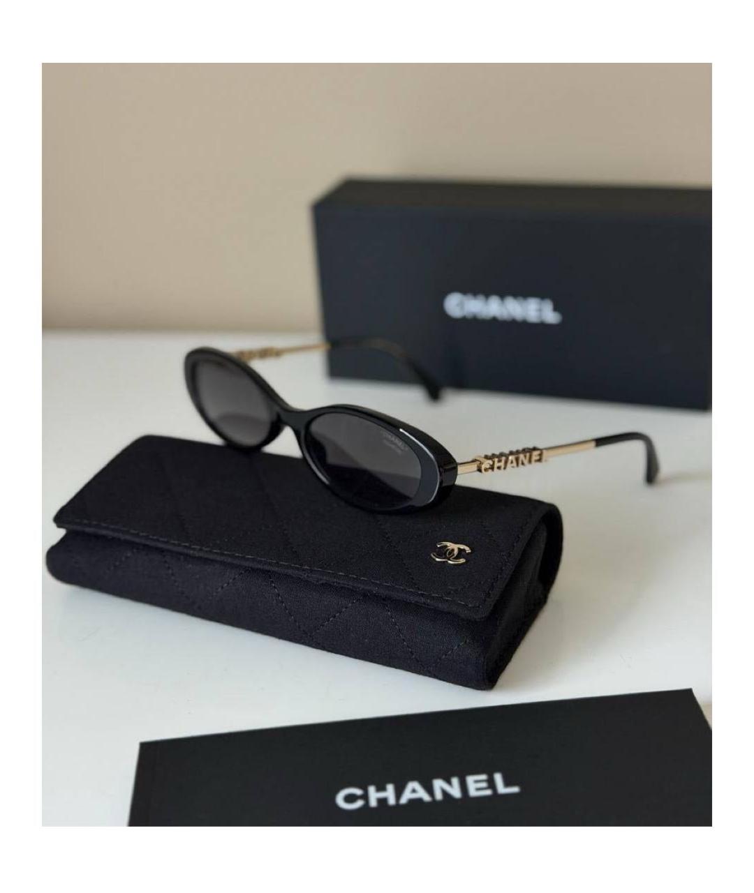CHANEL Черные пластиковые солнцезащитные очки, фото 5