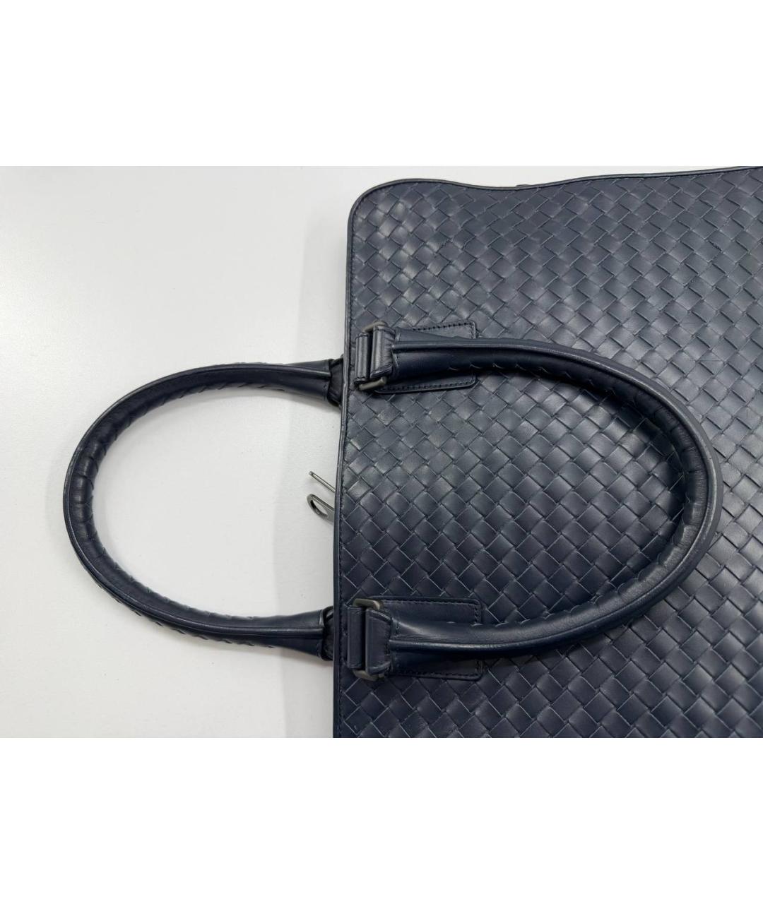 BOTTEGA VENETA Темно-синий кожаный портфель, фото 6