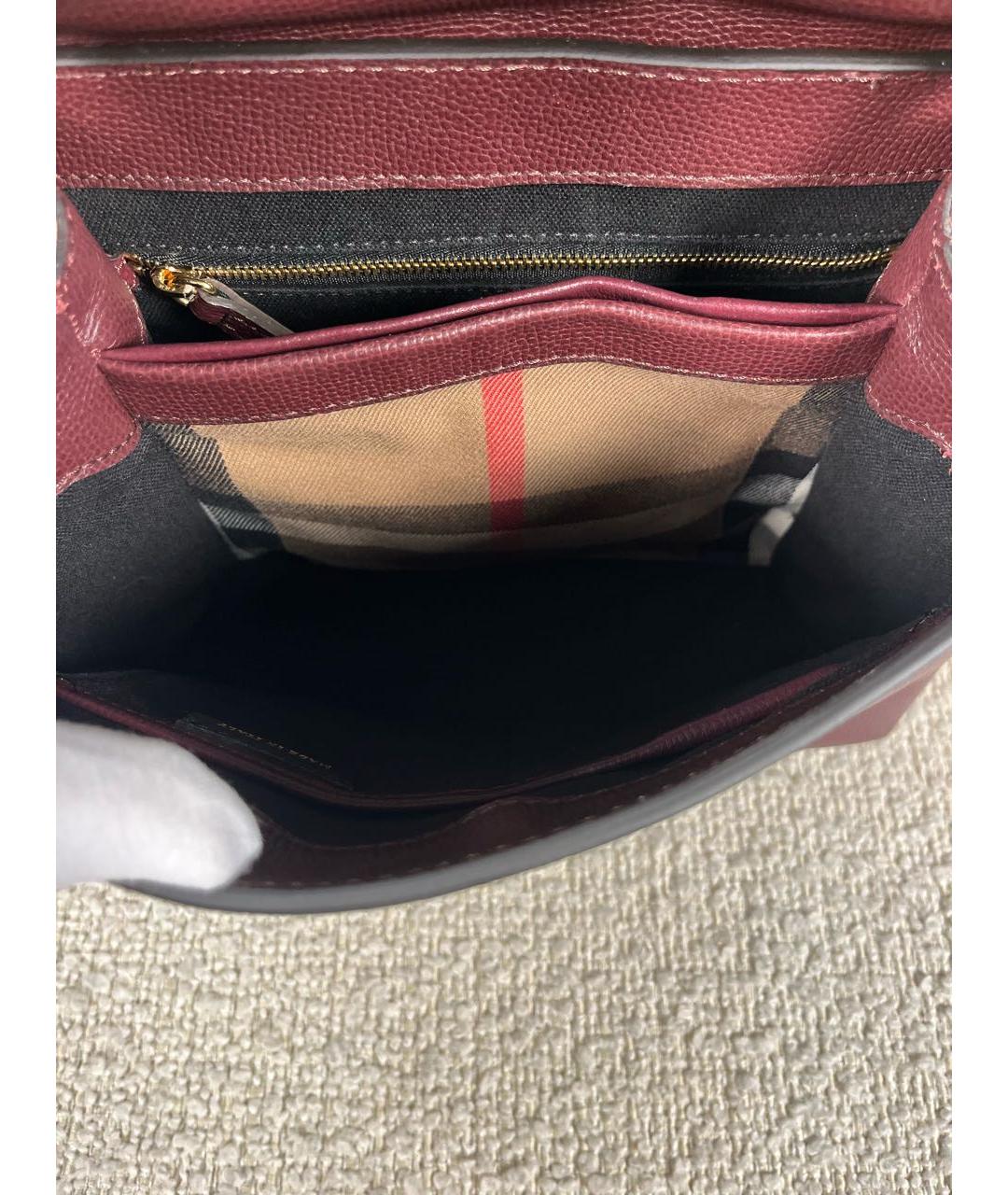 BURBERRY Бордовая кожаная сумка с короткими ручками, фото 4