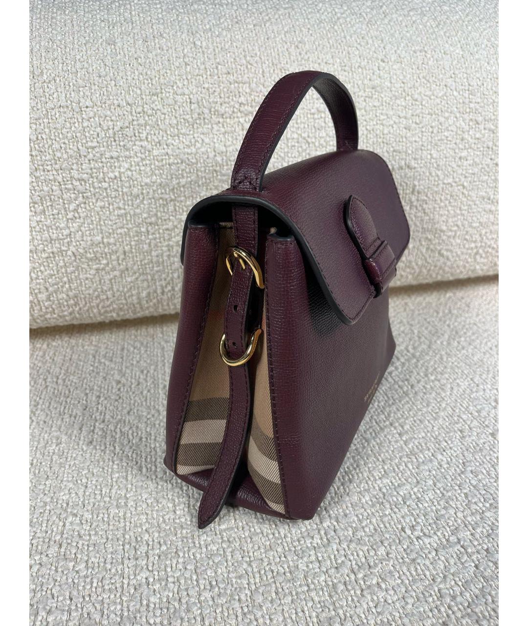 BURBERRY Бордовая кожаная сумка с короткими ручками, фото 8