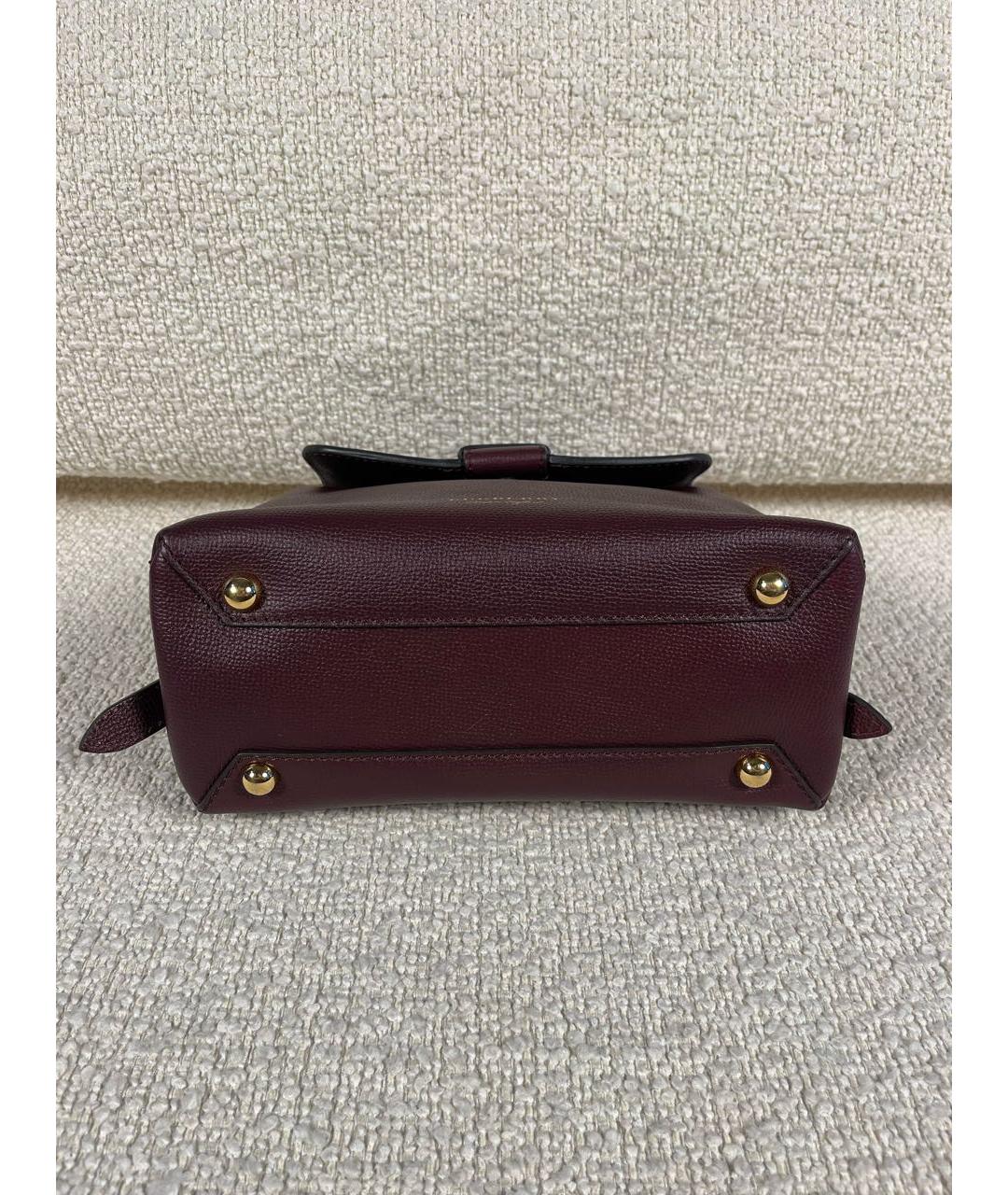 BURBERRY Бордовая кожаная сумка с короткими ручками, фото 6