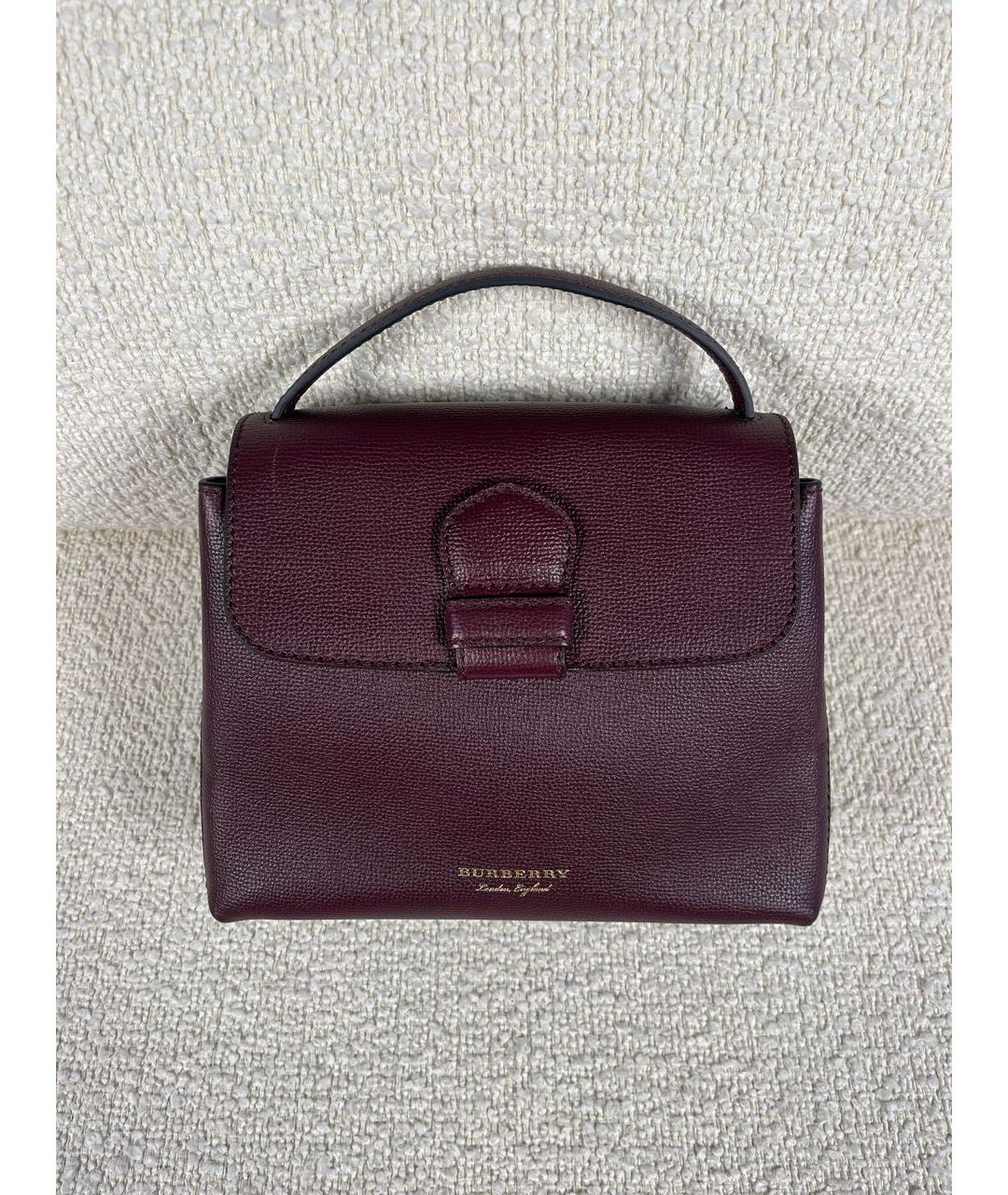 BURBERRY Бордовая кожаная сумка с короткими ручками, фото 9