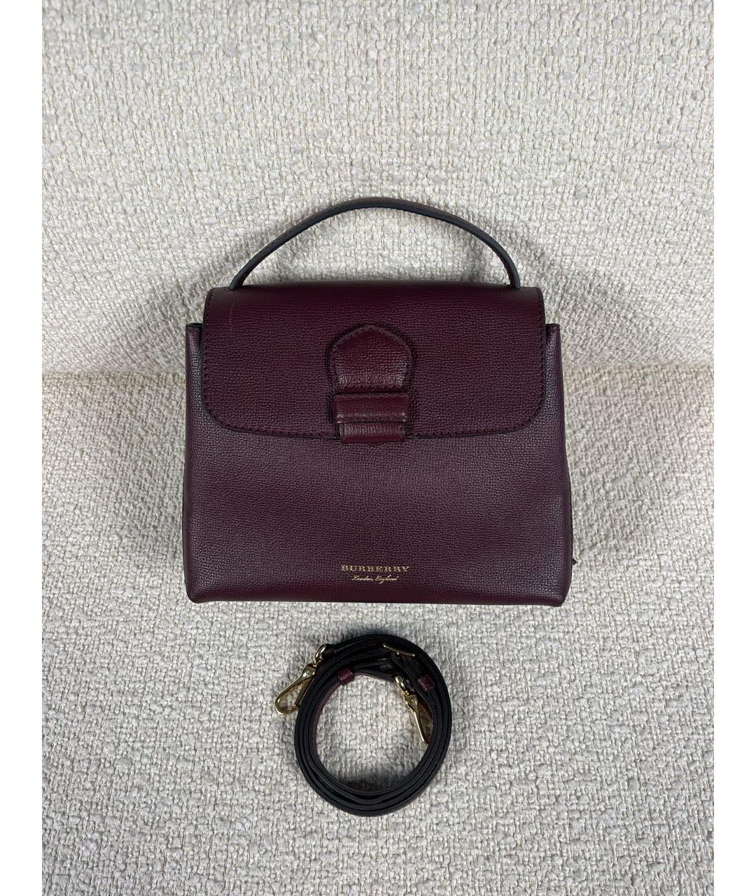 BURBERRY Бордовая кожаная сумка с короткими ручками, фото 7