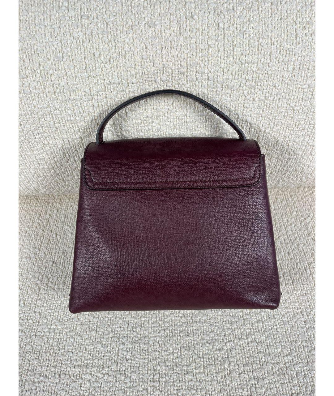 BURBERRY Бордовая кожаная сумка с короткими ручками, фото 3