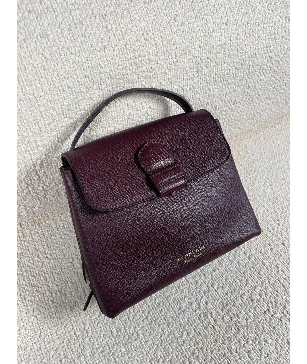 BURBERRY Бордовая кожаная сумка с короткими ручками, фото 2