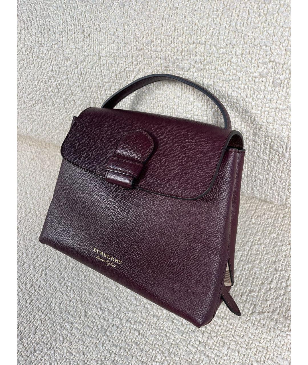 BURBERRY Бордовая кожаная сумка с короткими ручками, фото 5