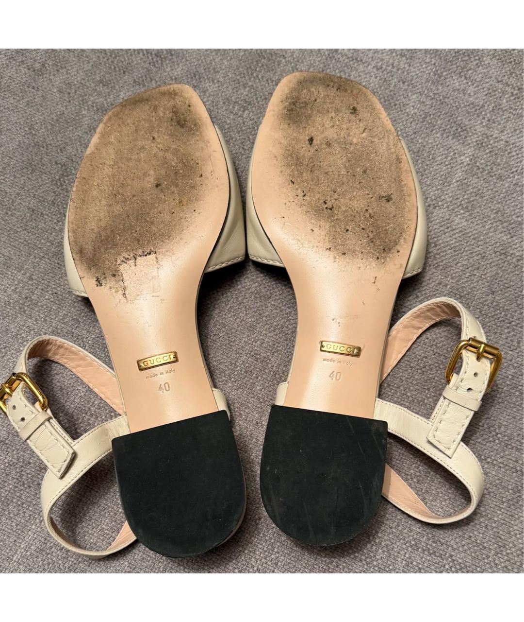 GUCCI Белые кожаные босоножки, фото 5